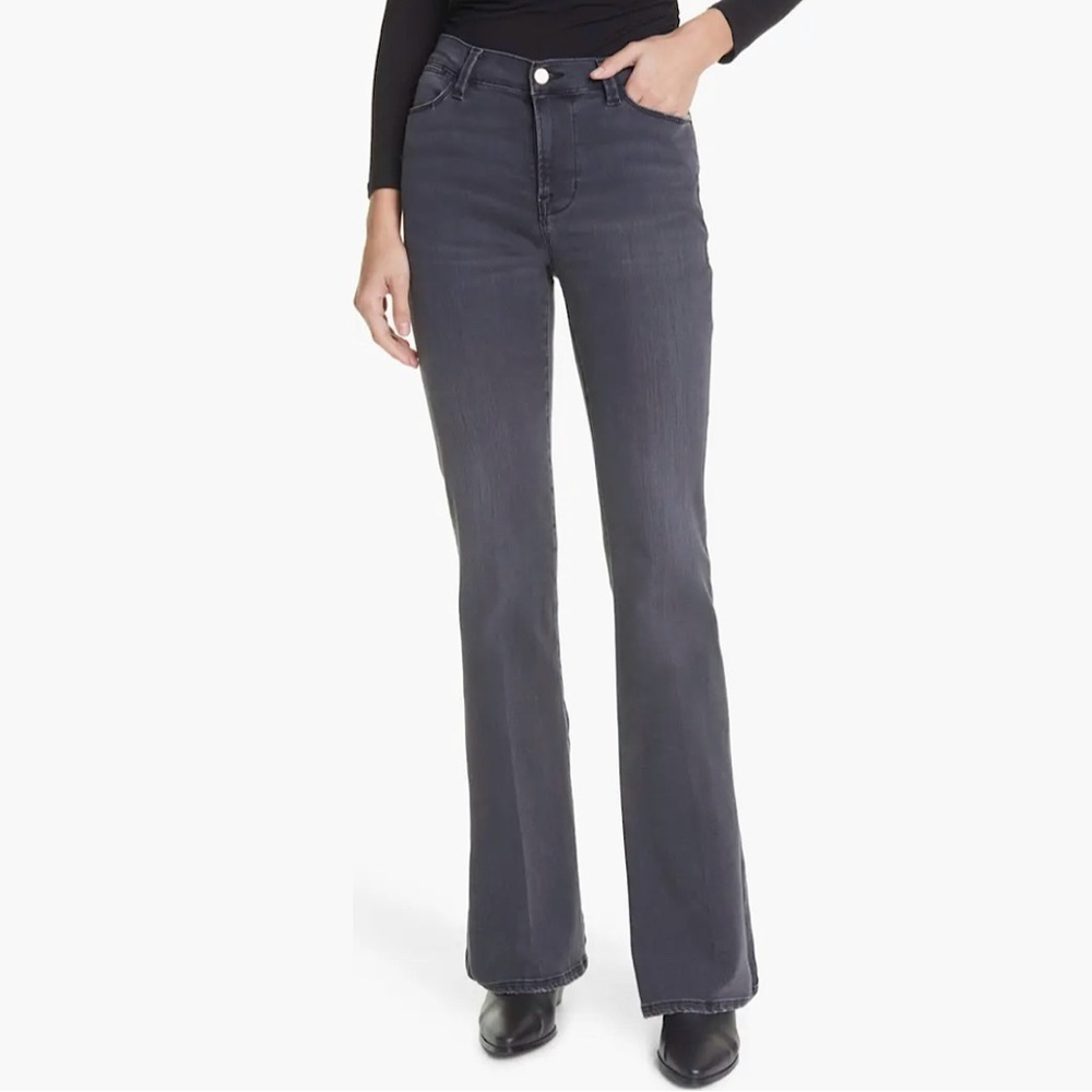 Frame Le High Flare Stretch Denim High Rise Jeans Cheyenne Charcoal Grey 29